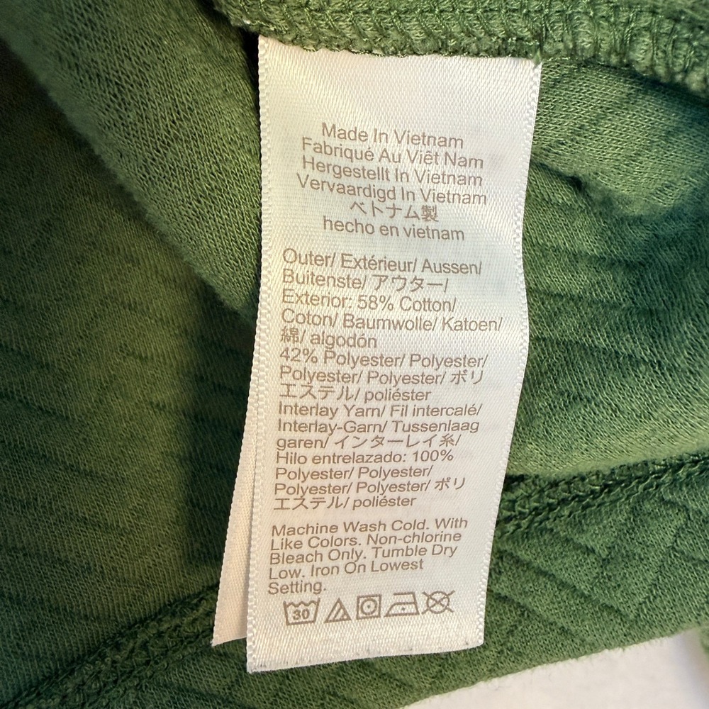 J.Crew Olive Green Quilted Herringbone Mock Neck Side Snap Sweatshirt M - Picture 6 of 7